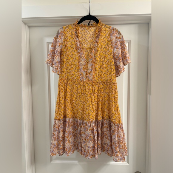 Maje Yellow and Purple Floral Dress - Picture 1 of 3
